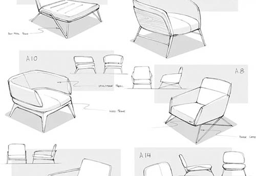 见解皮质沙发椅子设计